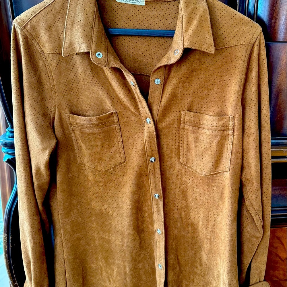 Vegan suede shirt jacket